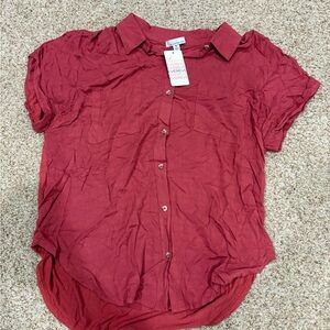 Allison Joy Short Sleeve Red Blouse